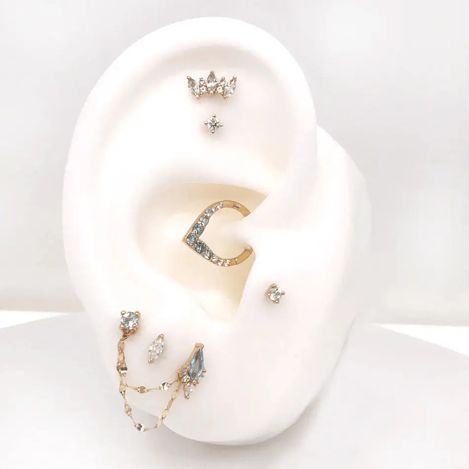 Buddha Jewelry - Afterglow - Topaze bleue et Swarovski - Kawaii Place piercing