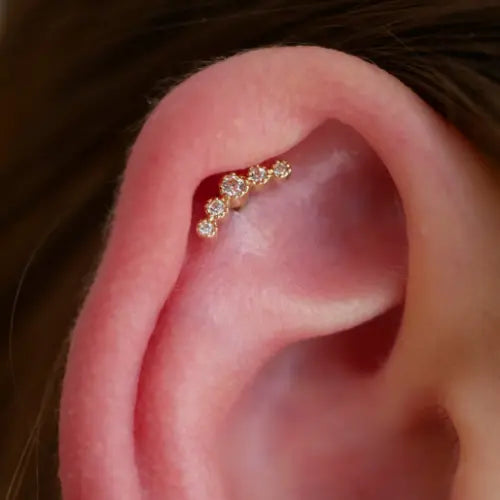 Auris- Cabochon "Moonheart"- Or jaune et Amethystes. Kawaii Place piercing