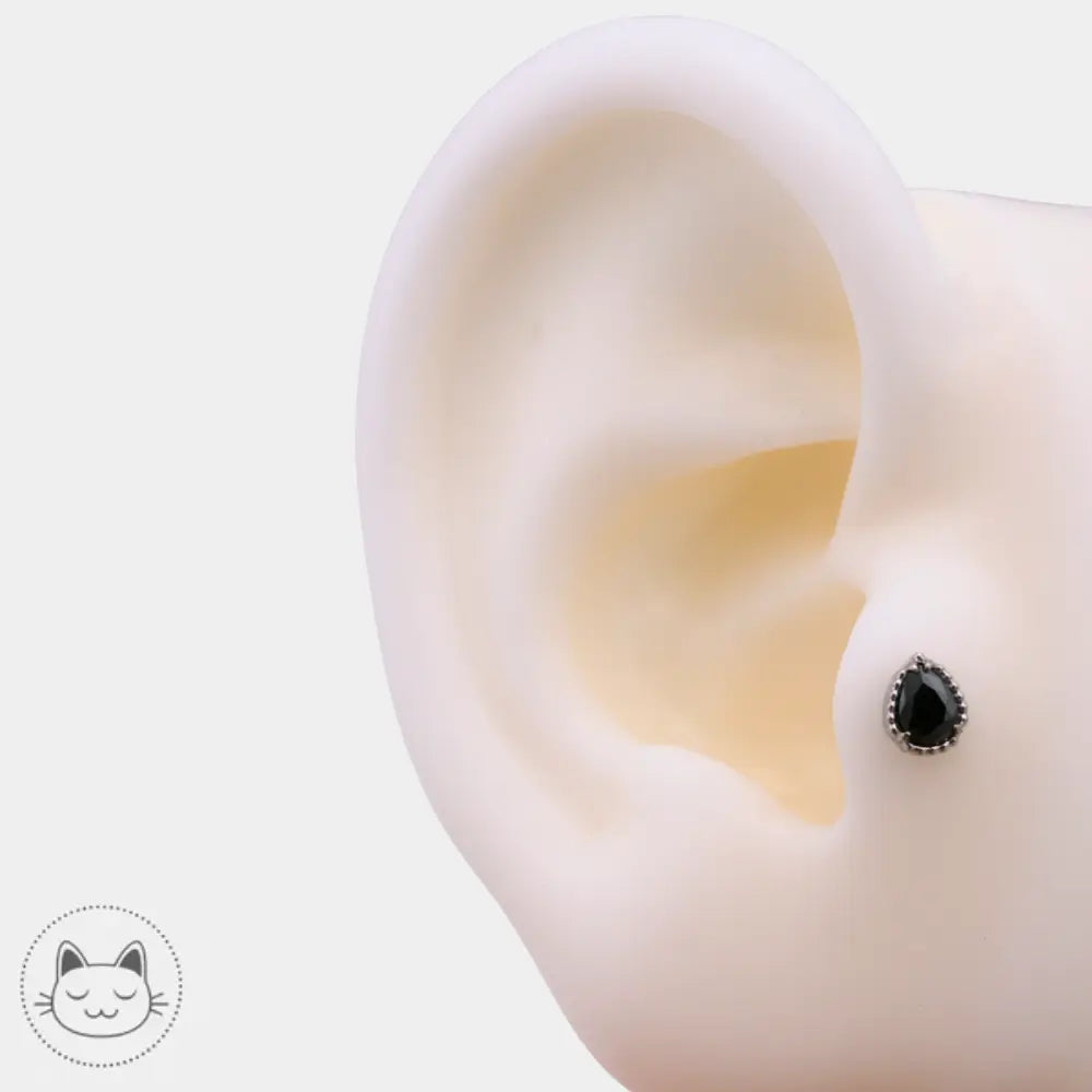 Bijou de piercing Invictus Dark Milgrain Pear doré ou argenté