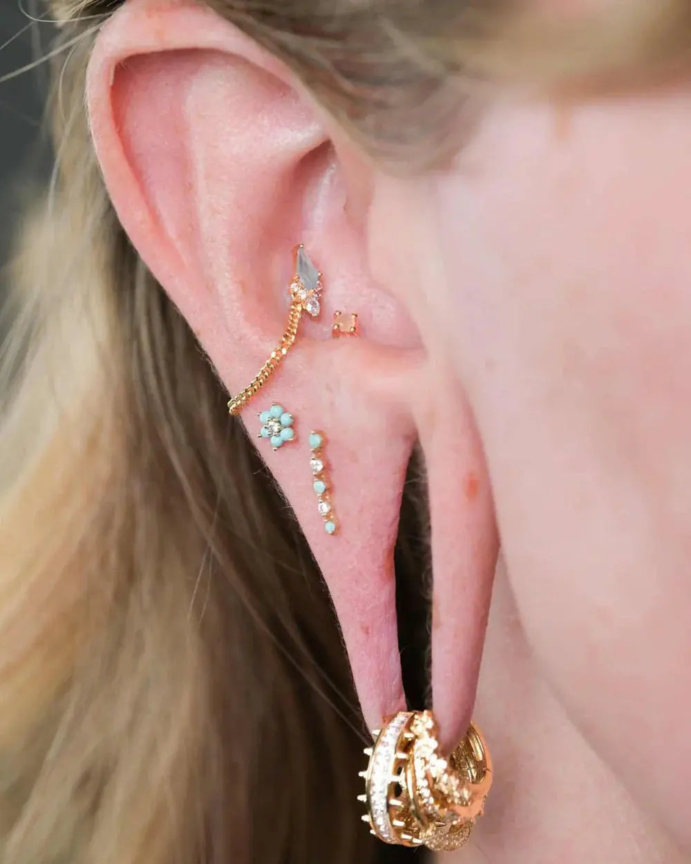 Buddha Jewelry - Flow - Turquoises et zircons blancs Kawaii Place piercing