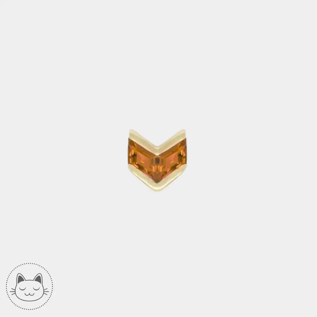 Bijou Vande en or 14k serti d’un grenat orange lumineux, pierre fine chaleureuse, idéal pour de nombreux piercings comme l’hélix, le tragus ou le lobe.