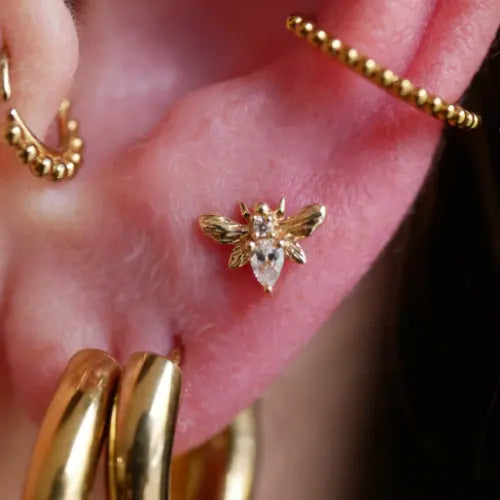 Buddha Jewelry - Bee Chic - Zircons Blancs Kawaii Place piercing