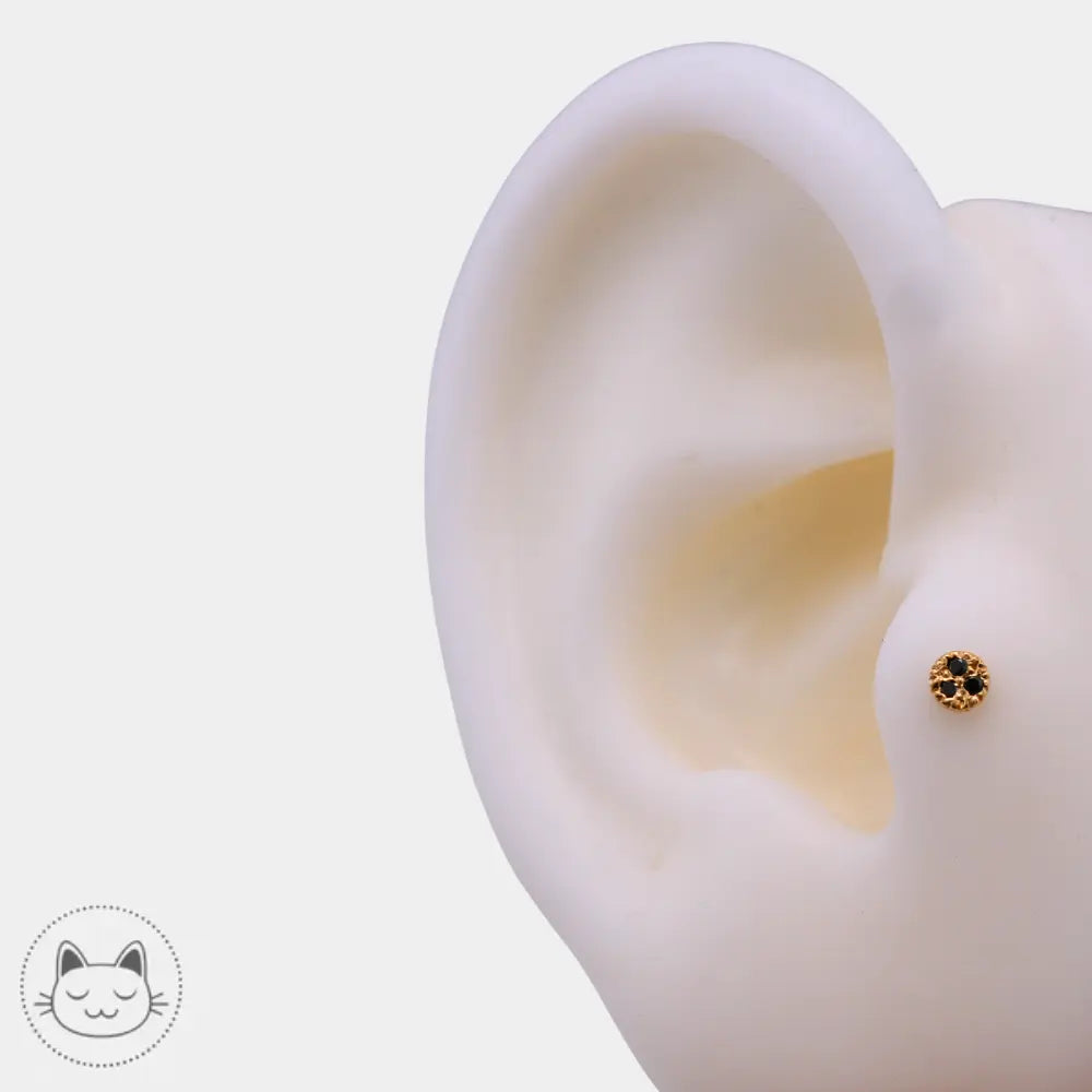 BVLA or 14 carats diamant noir cercle