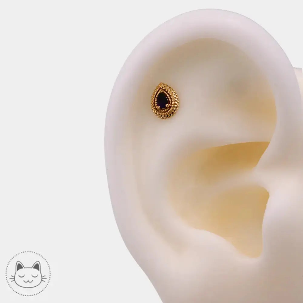 BVLA Mini Afghan Pear piercing or 14k pierre améthyste