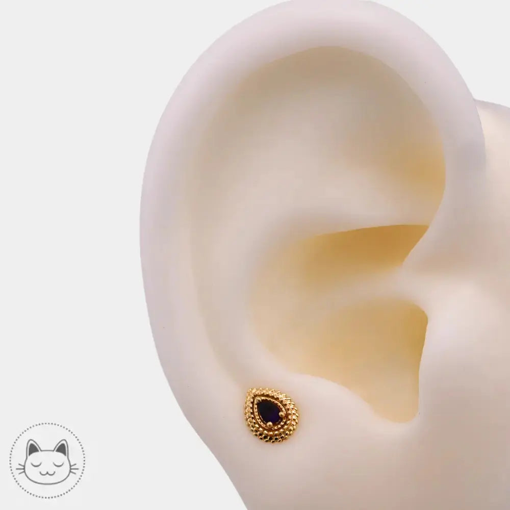 BVLA Mini Afghan Pear piercing or 14k pierre améthyste