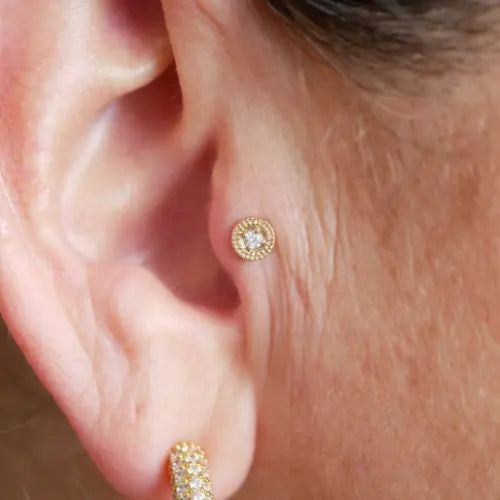 BVLA - Double Round Harlequin - Diamant blanc Kawaii Place piercing