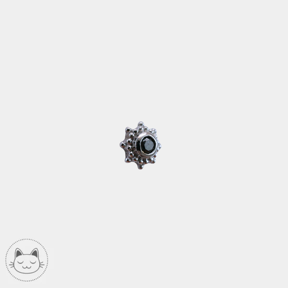 Piercing Naga Galileo avec diamant noir pour tragus et conch en or blanc 14 carats