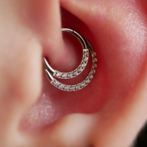 Titanium Ring - White Zircons