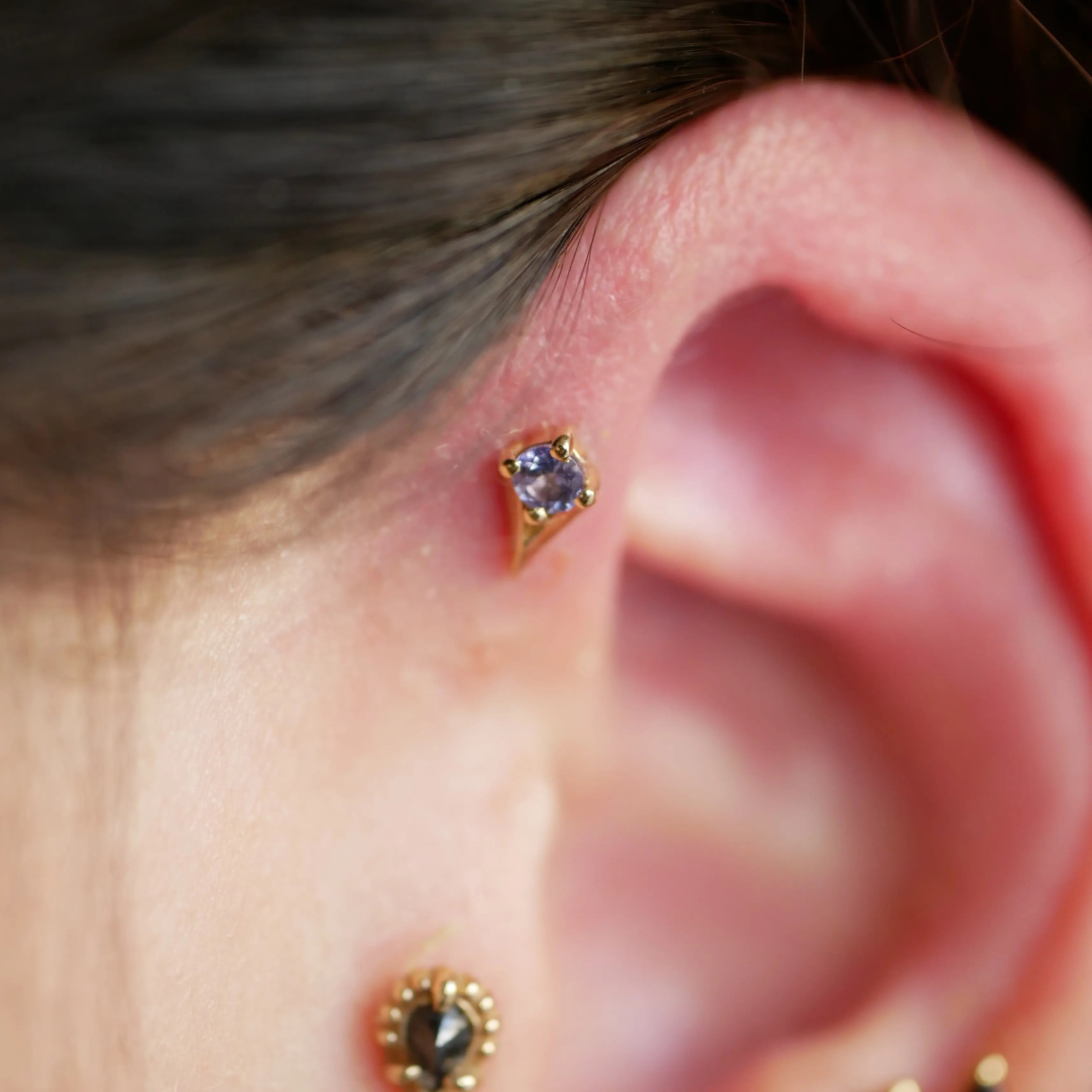 Naga - Tenor - Or jaune et Tanzanite. Kawaii Place piercing