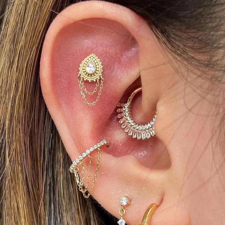 Buddha Jewelry - Radiate - Or jaune et Zircons - Kawaii Place piercing