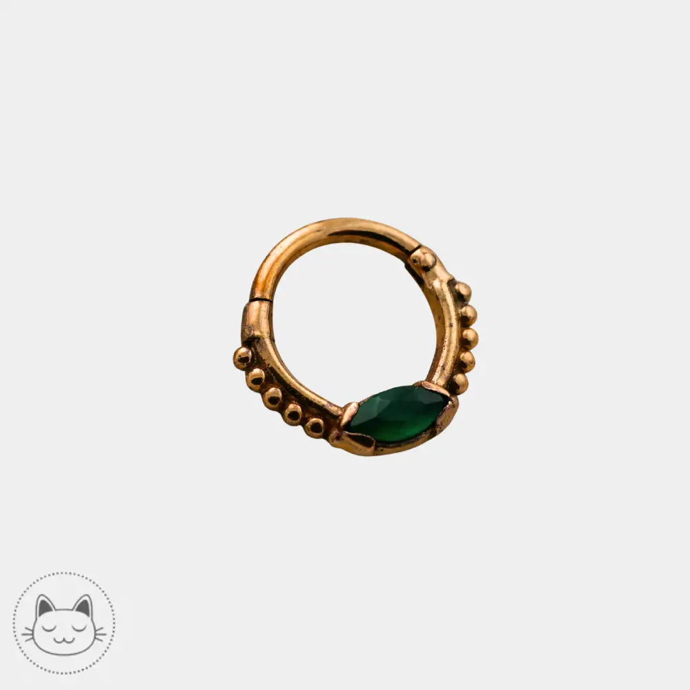 Anneau Sacred Symbols C005 or 14k avec onyx chrysoprase ou opale