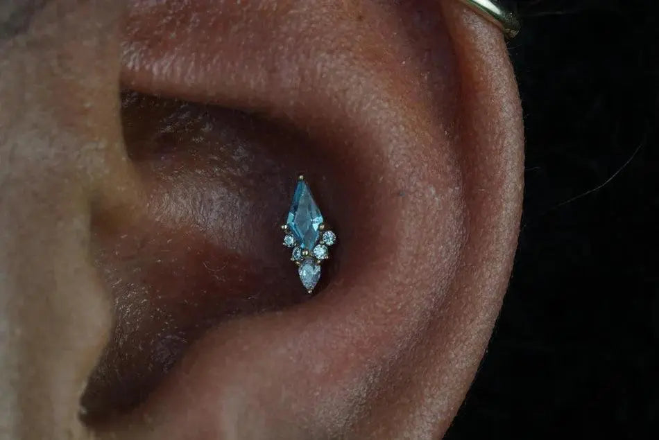 Buddha Jewelry - Afterglow - Topaze bleue et Swarovski - Kawaii Place piercing