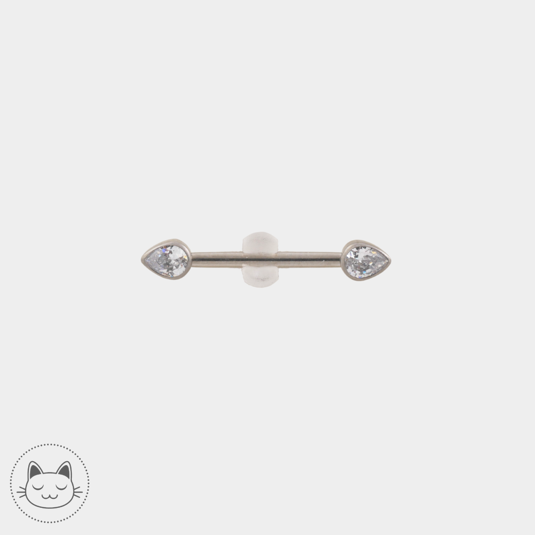 Bijou téton - Titane - Zircon goutte blanche - Kawaii Place piercing 