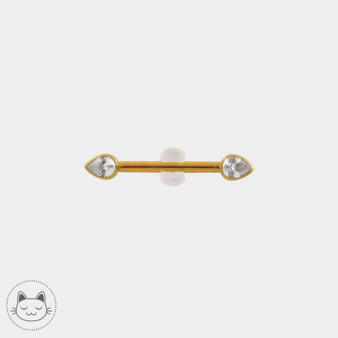 Bijou téton - Titane - Zircon goutte blanche - Kawaii Place piercing 