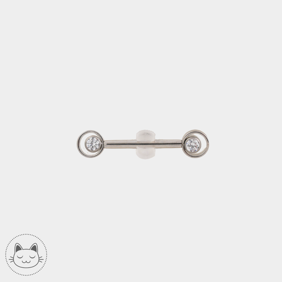 Bijou téton - Titane - Zircons blancs cerclés - Kawaii Place piercing 