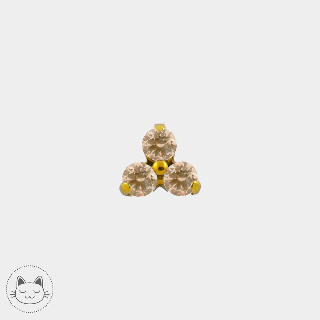 NeoMetal - Trinité - Zircon Champagne - Kawaii Place piercing 