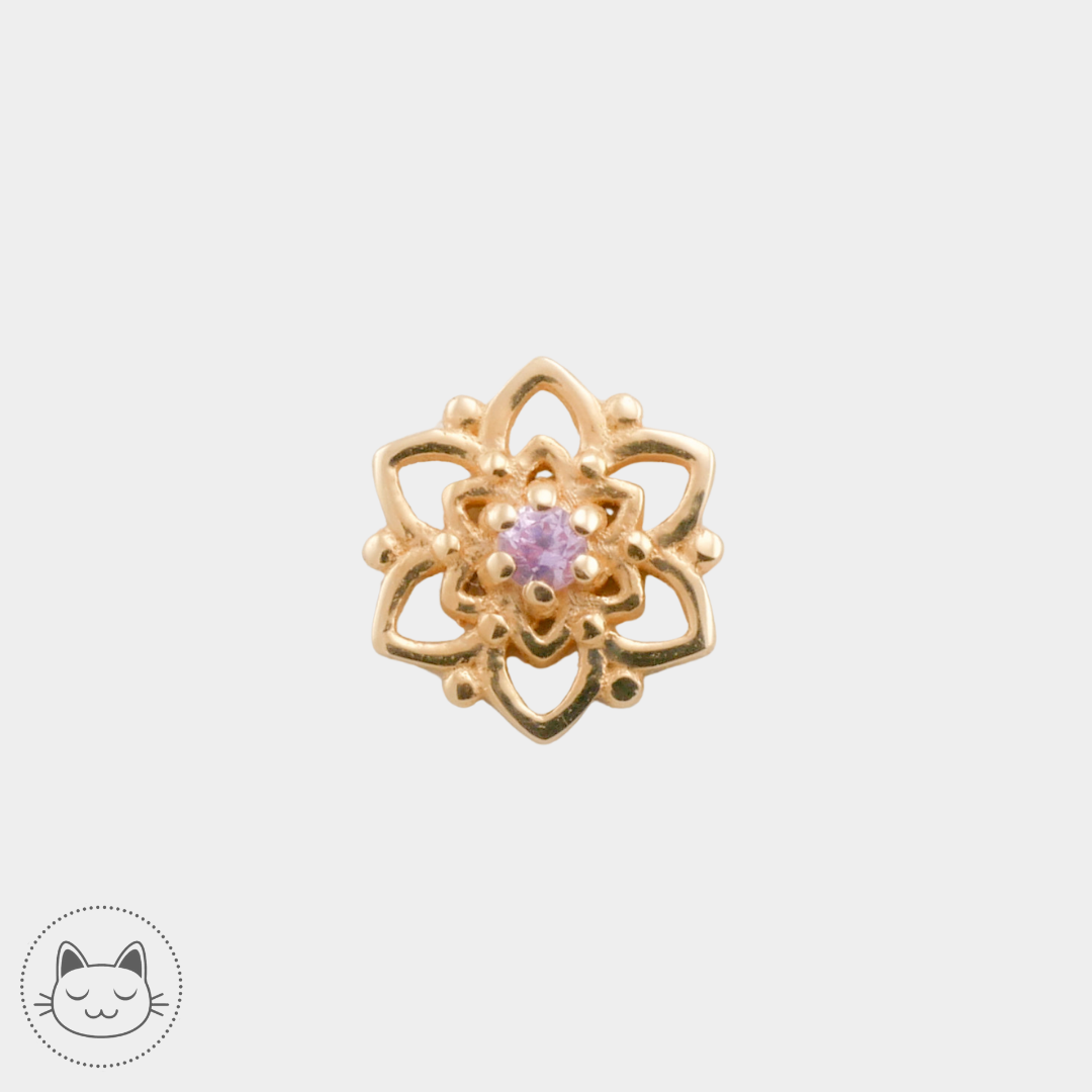 Naga - Demetria - Or jaune et Saphir rose - Kawaii Place piercing 