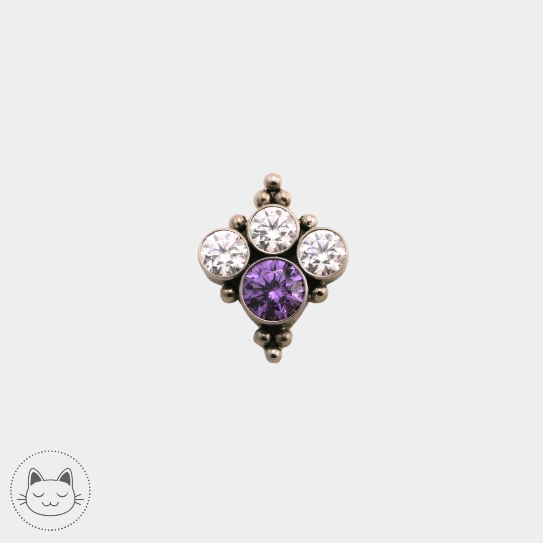 LeRoi - 6ht-8 - Titane et zircons violet et blancs Kawaii Place piercing