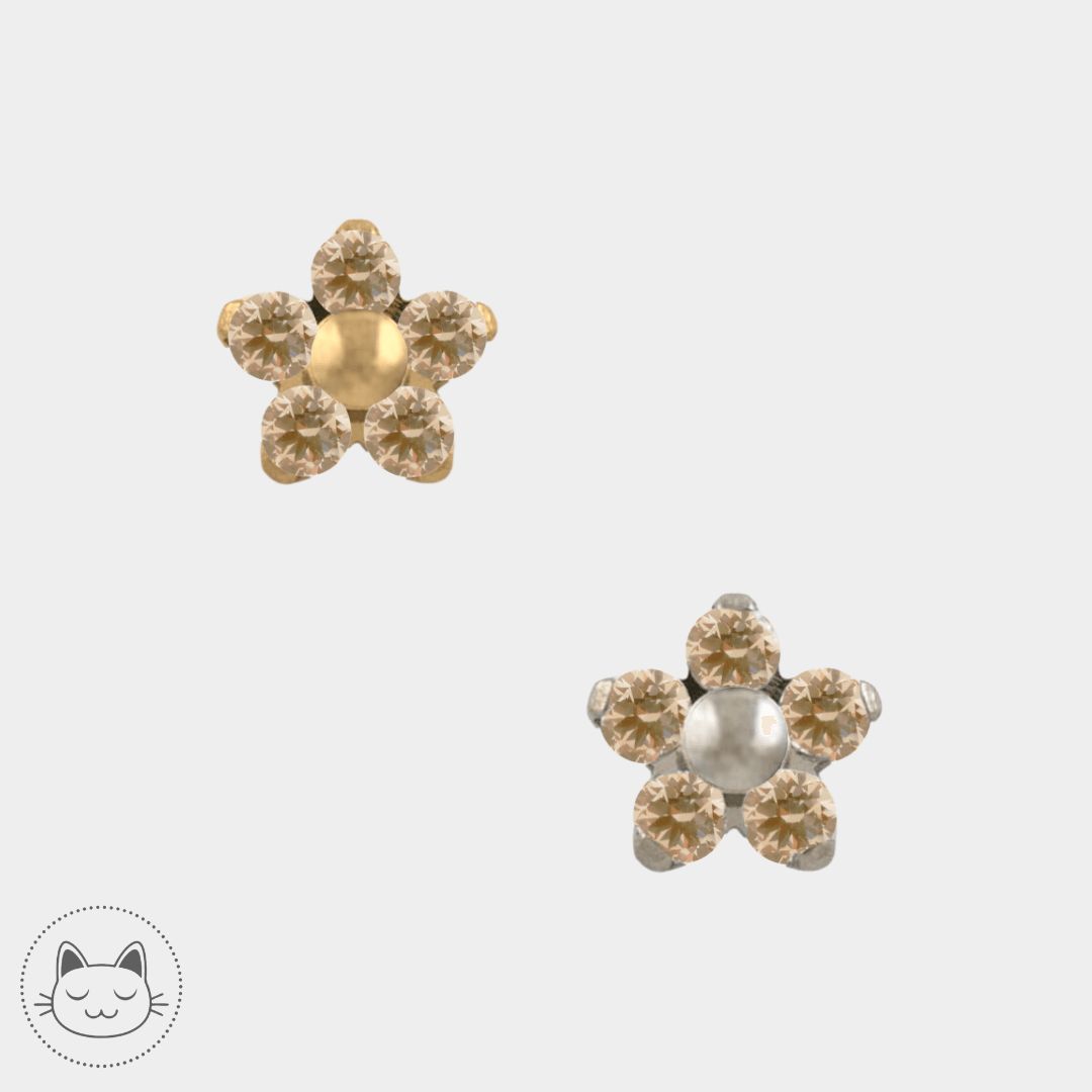 NeoMetal - Flower - Zircons Champagne - Kawaii Place piercing 