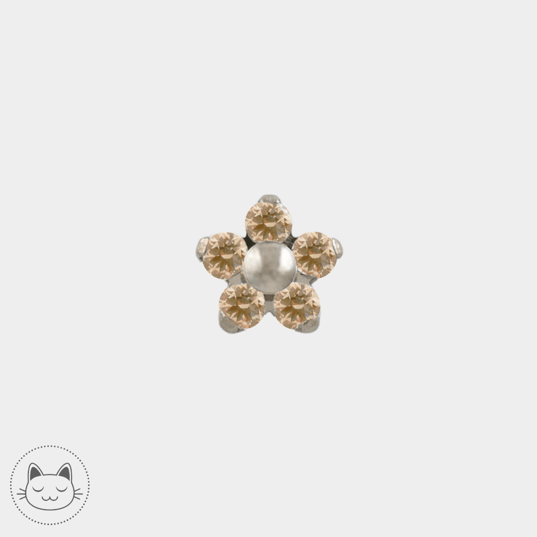 NeoMetal - Flower - Zircons Champagne - Kawaii Place piercing 