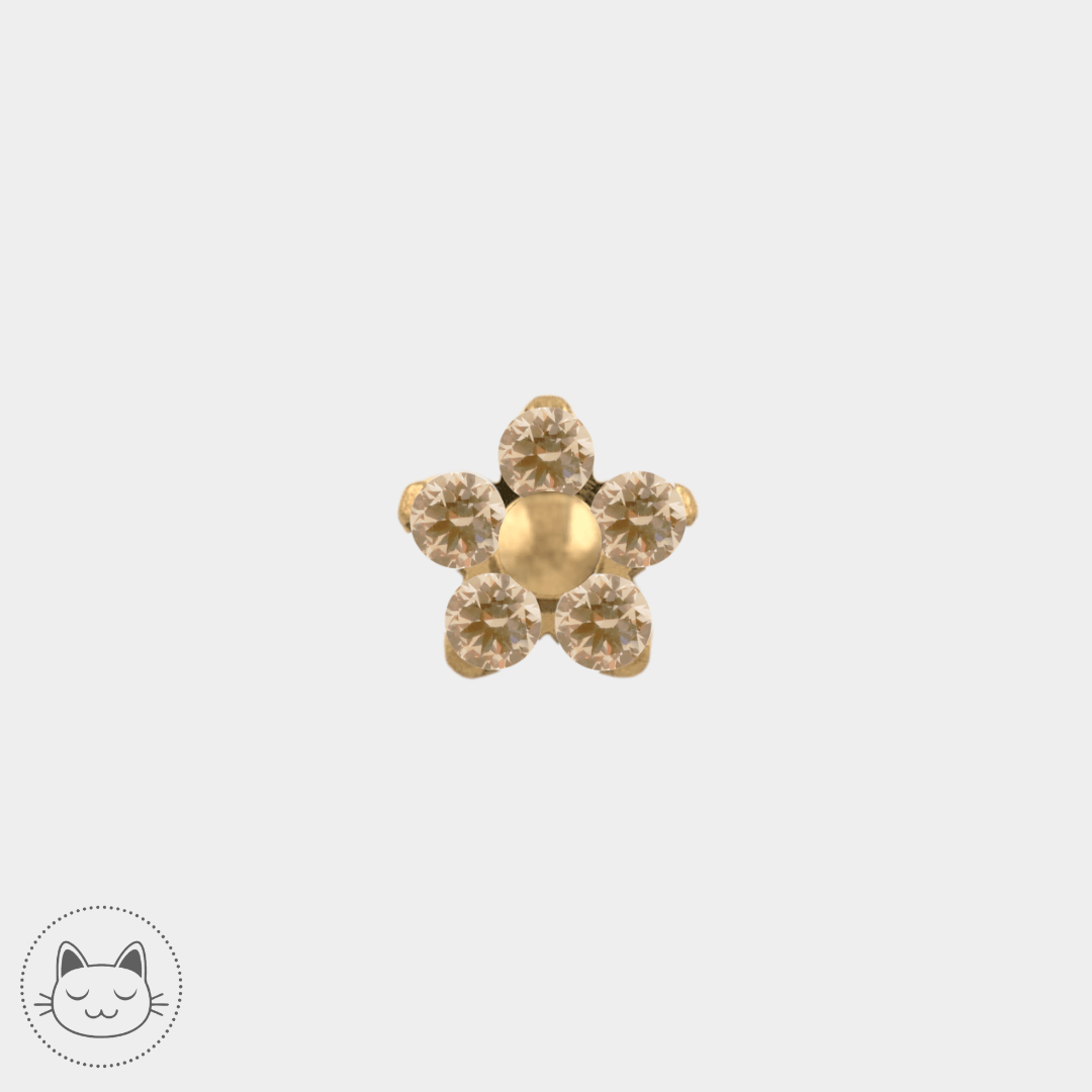 NeoMetal - Flower - Zircons Champagne - Kawaii Place piercing 