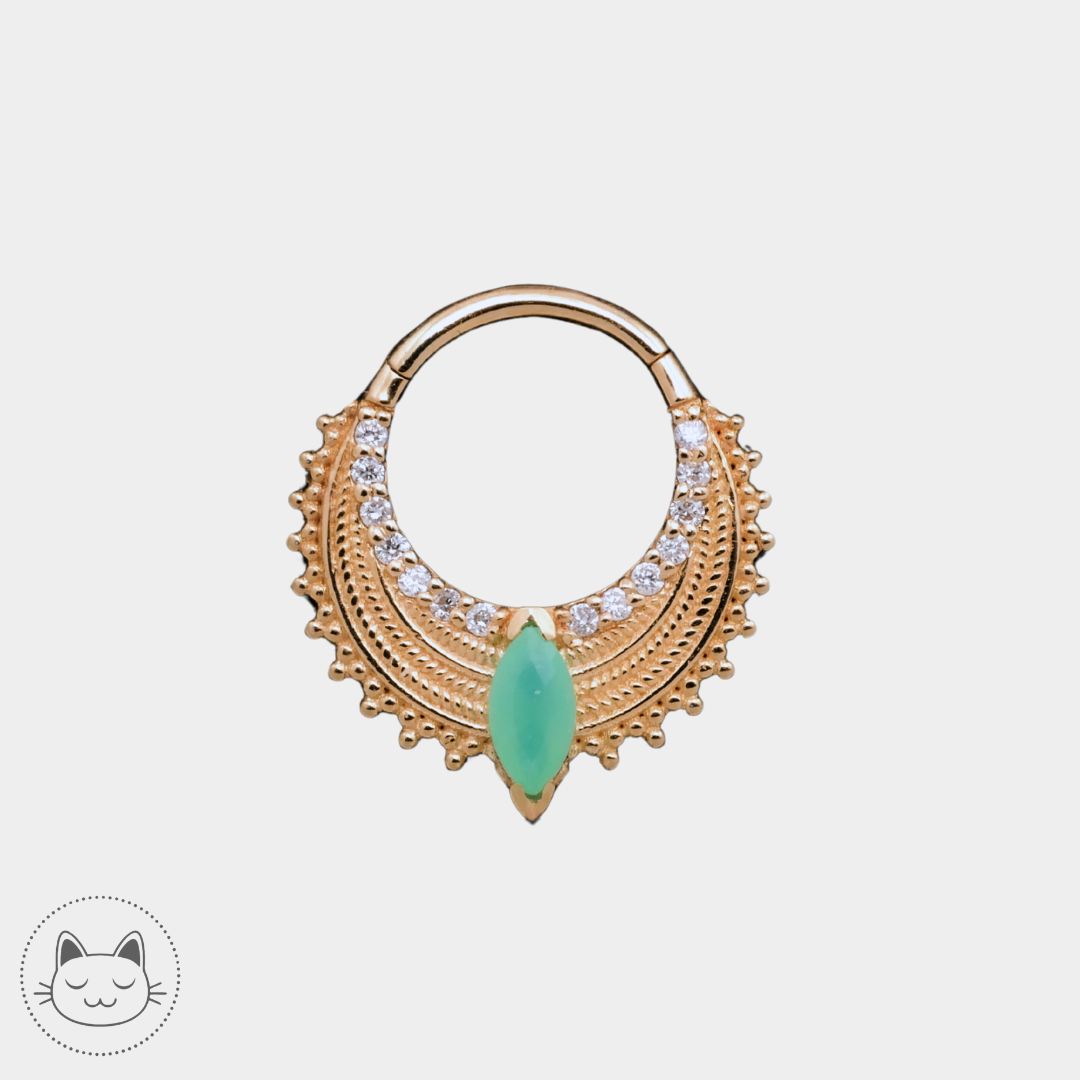 Naga Jewelry - Lagon - Chysoprase et diamants blancs.