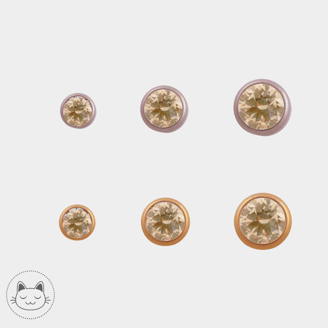 NeoMetal - Cabochon - Zircon Champagne - Kawaii Place piercing 