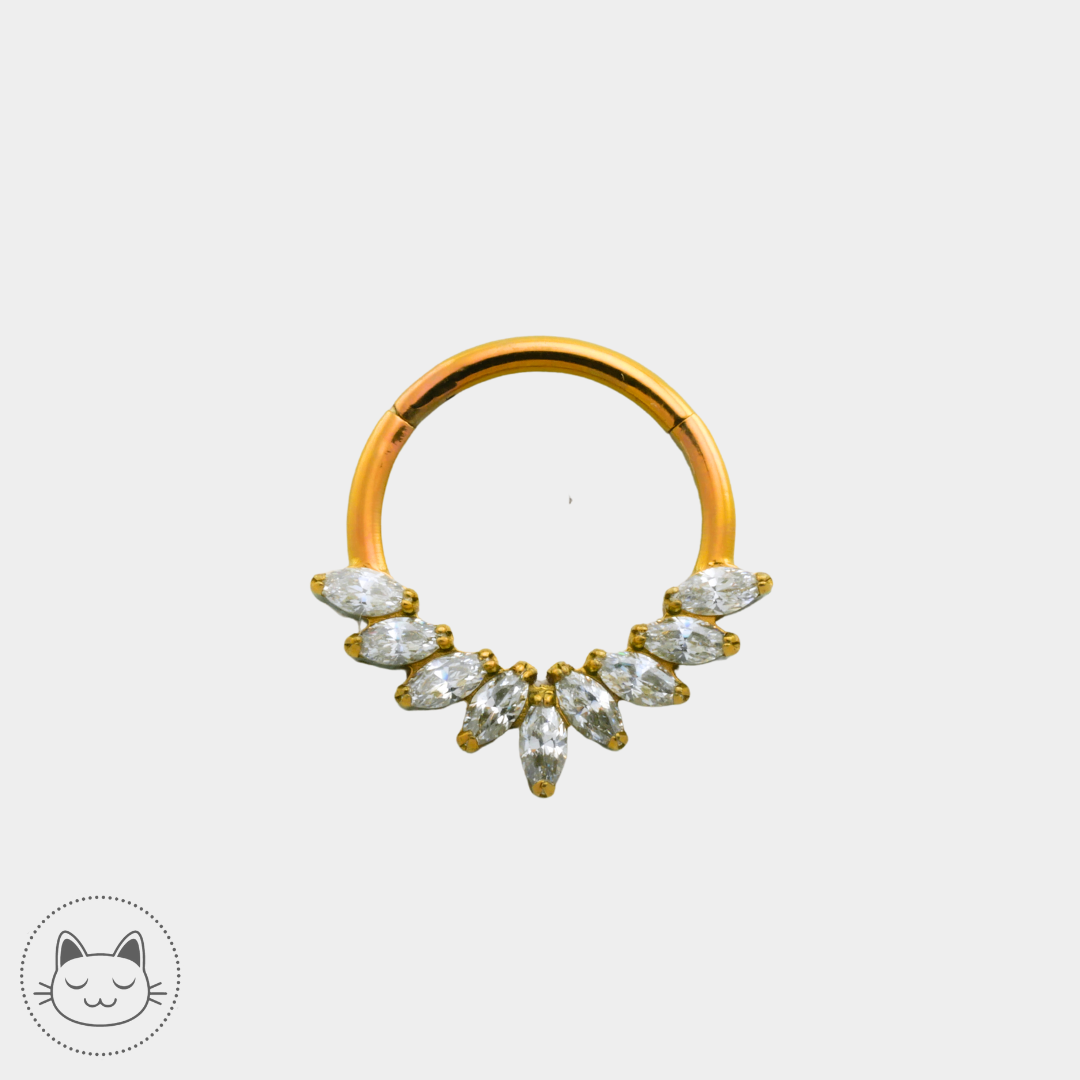 Anneau - Titane et Zircons marquise - Kawaii Place piercing 