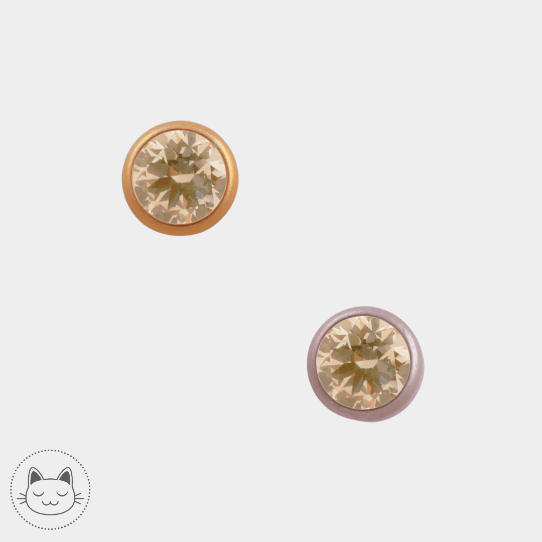 NeoMetal - Cabochon - Zircon Champagne 5 mm - Kawaii Place piercing 