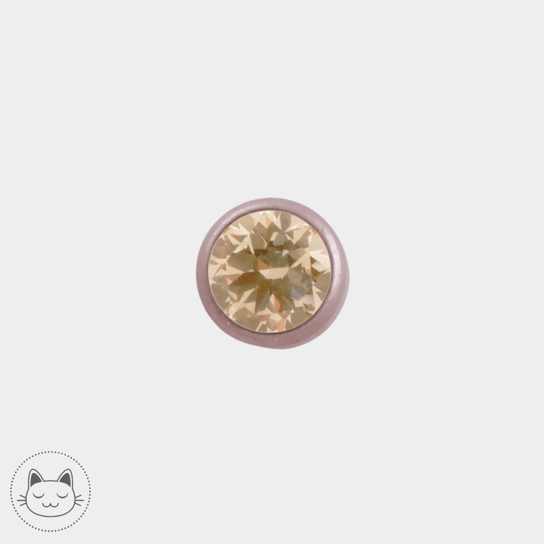 NeoMetal - Cabochon - Zircon Champagne 5 mm - Kawaii Place piercing 