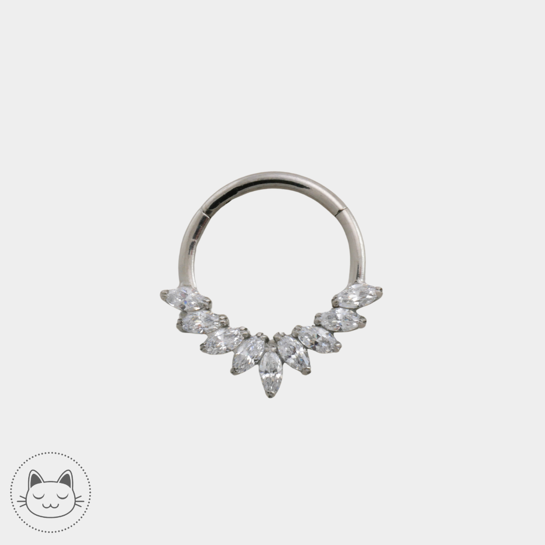 Anneau - Titane et Zircons marquise - Kawaii Place piercing 