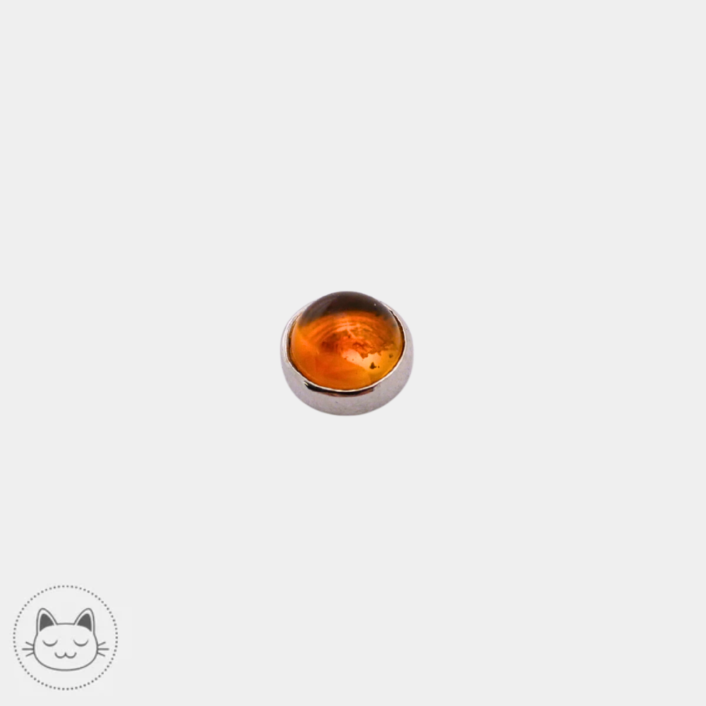 BVLA - Cabochon - Or blanc et Citrine Kawaii Place piercing