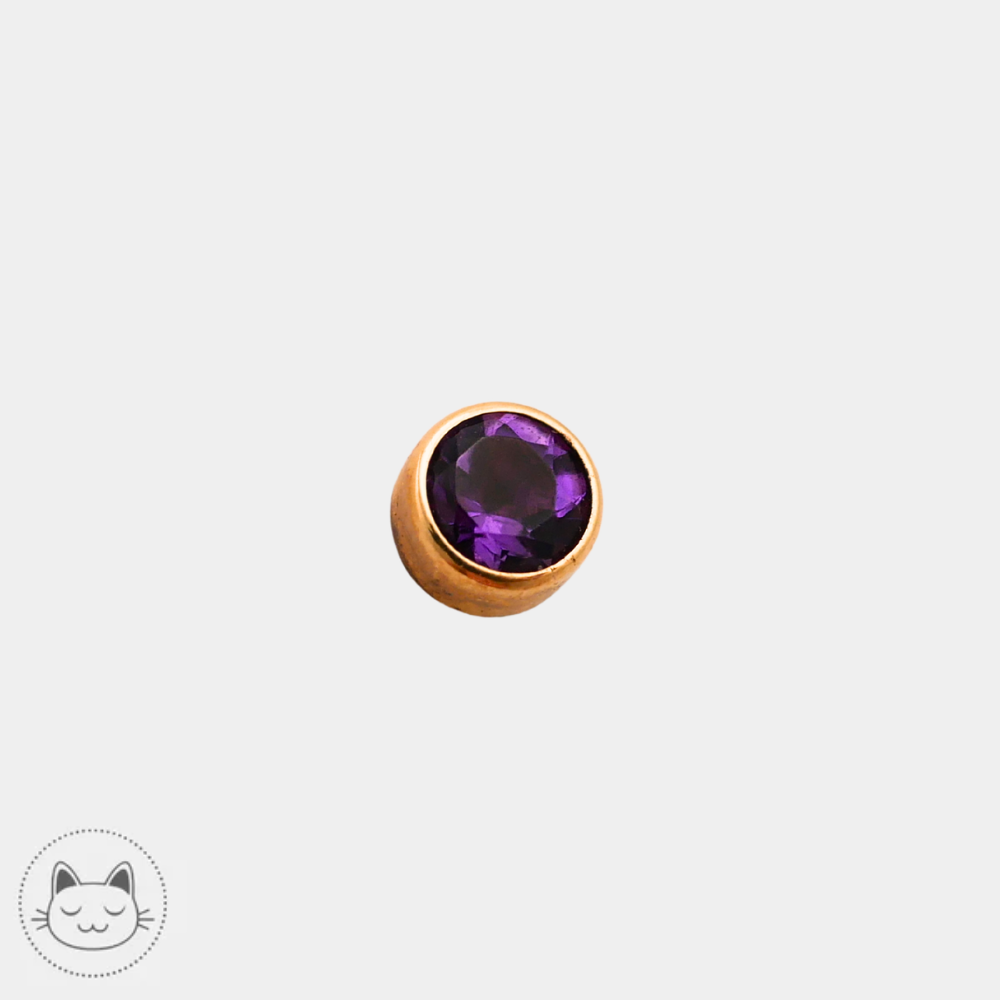 BVLA - Cabochon - Or jaune et Améthyste facettée Kawaii Place piercing