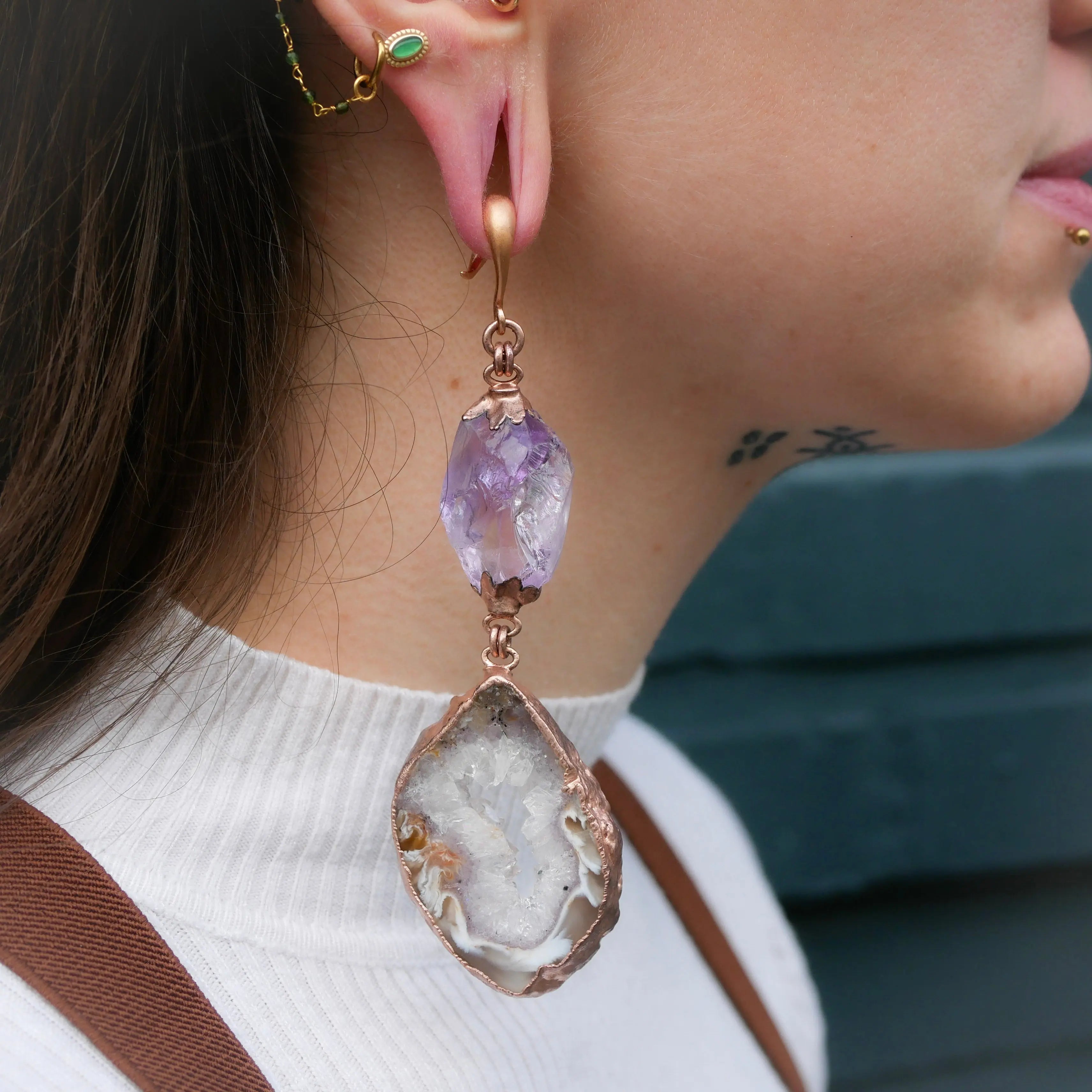 Poids laiton et améthystes Kawaii Place piercing