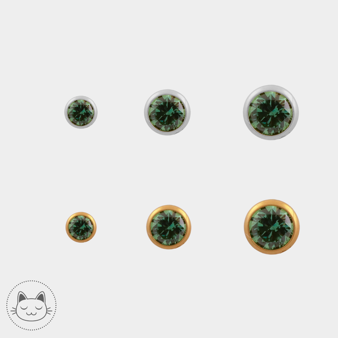 NeoMetal - Cabochon - Zircon Vert - Kawaii Place piercing 