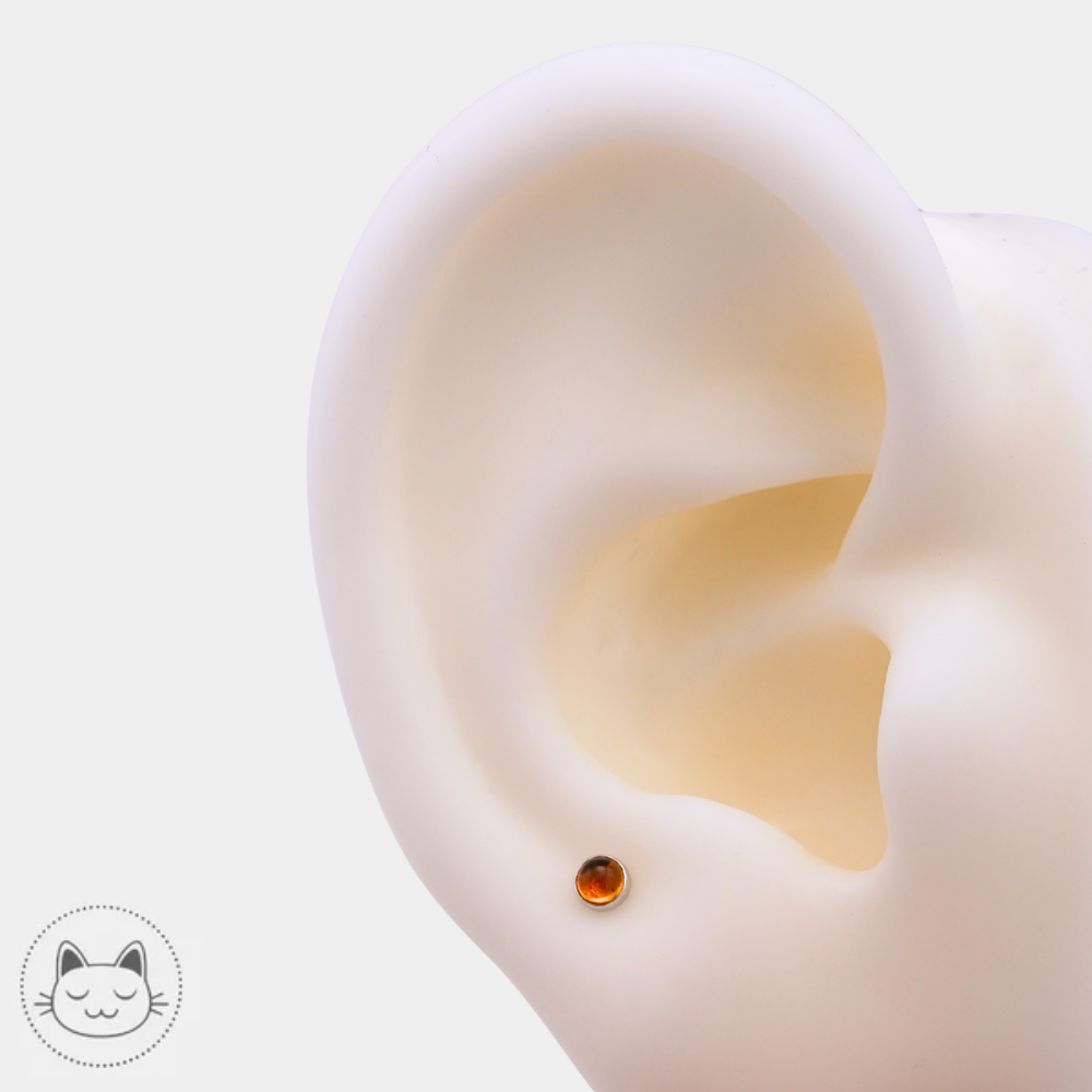 BVLA - Cabochon - Or blanc et Citrine Kawaii Place piercing