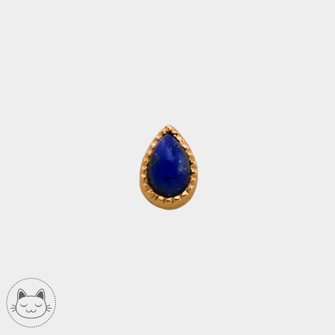 Auris- Cabochon "Teardrop"- Or jaune et lapis lazuli