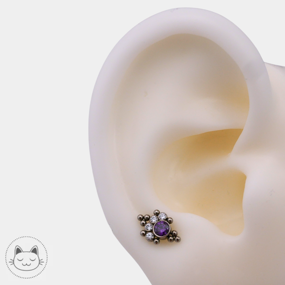 LeRoi – Titane - Zircon violet & zircons blancs Kawaii Place piercing