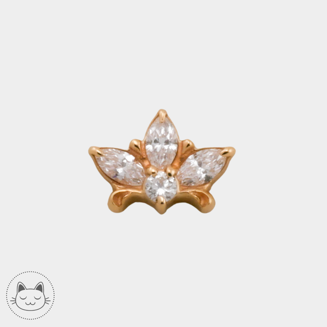 Auris- Cabochon "Royal Lily"- Or jaune, Diamants - Kawaii Place piercing 