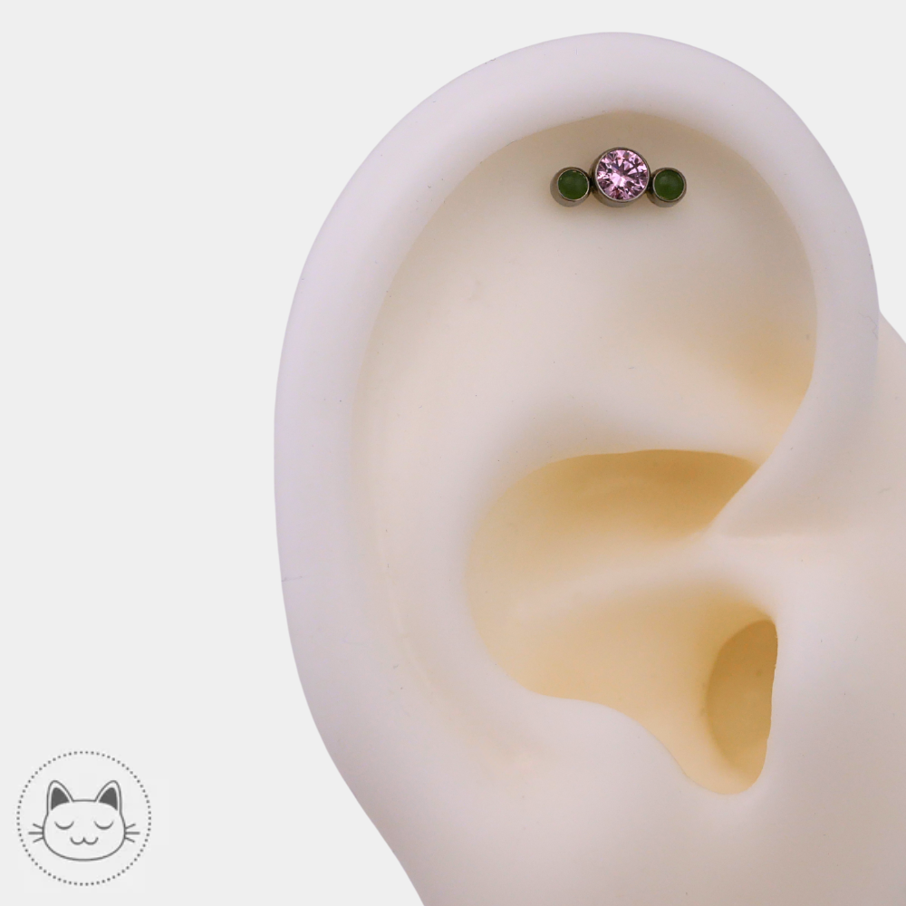 LeRoi – Titane, Zircon et Chrysoprase synthétique Kawaii Place piercing