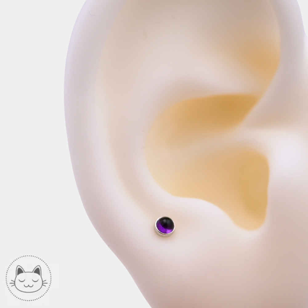 BVLA - Cabochon - Or blanc et améthyste Kawaii Place piercing