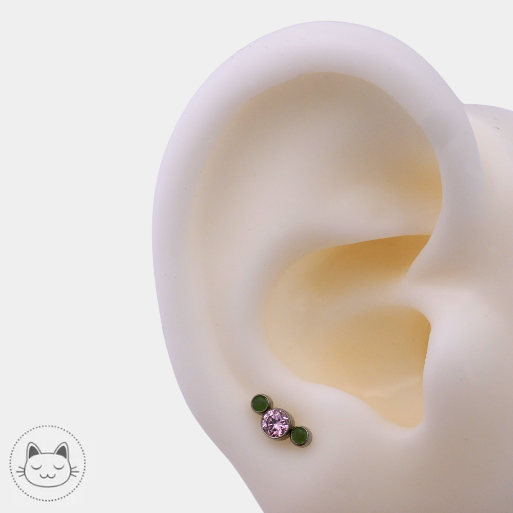LeRoi – Titane, Zircon et Chrysoprase synthétique Kawaii Place piercing