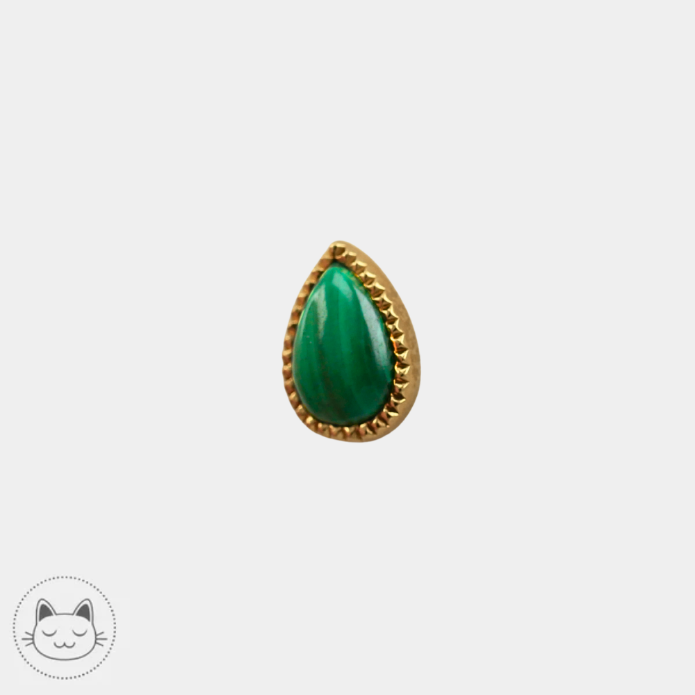 Bijou piercing AURIS pierre malachite 5x3 mm