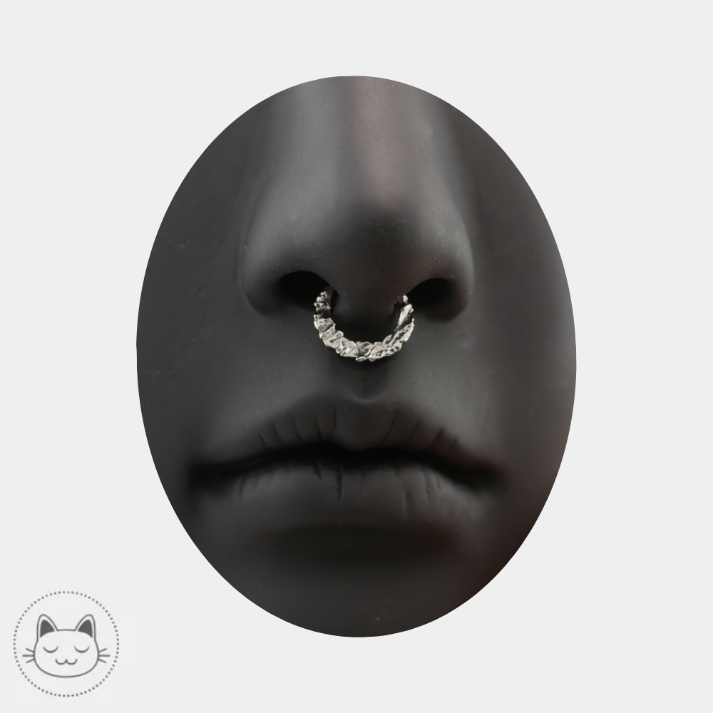 Anneau NAGA Raw en or blanc 14 k pour piercing septum