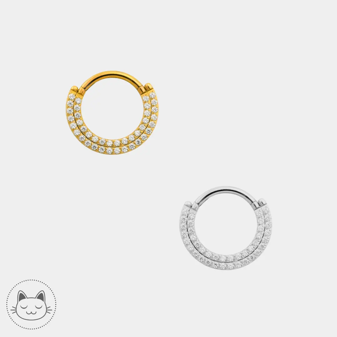 Anneau clicker en titane ASTM F136 1,2 mm avec zircons blancs