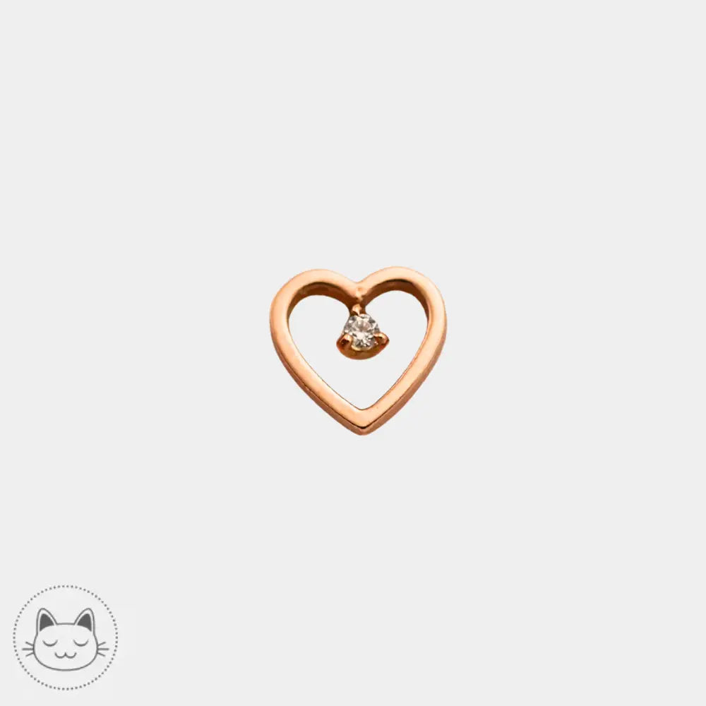 Bijou Auris Amour or 14 carats zircon blanc 7x6 mm