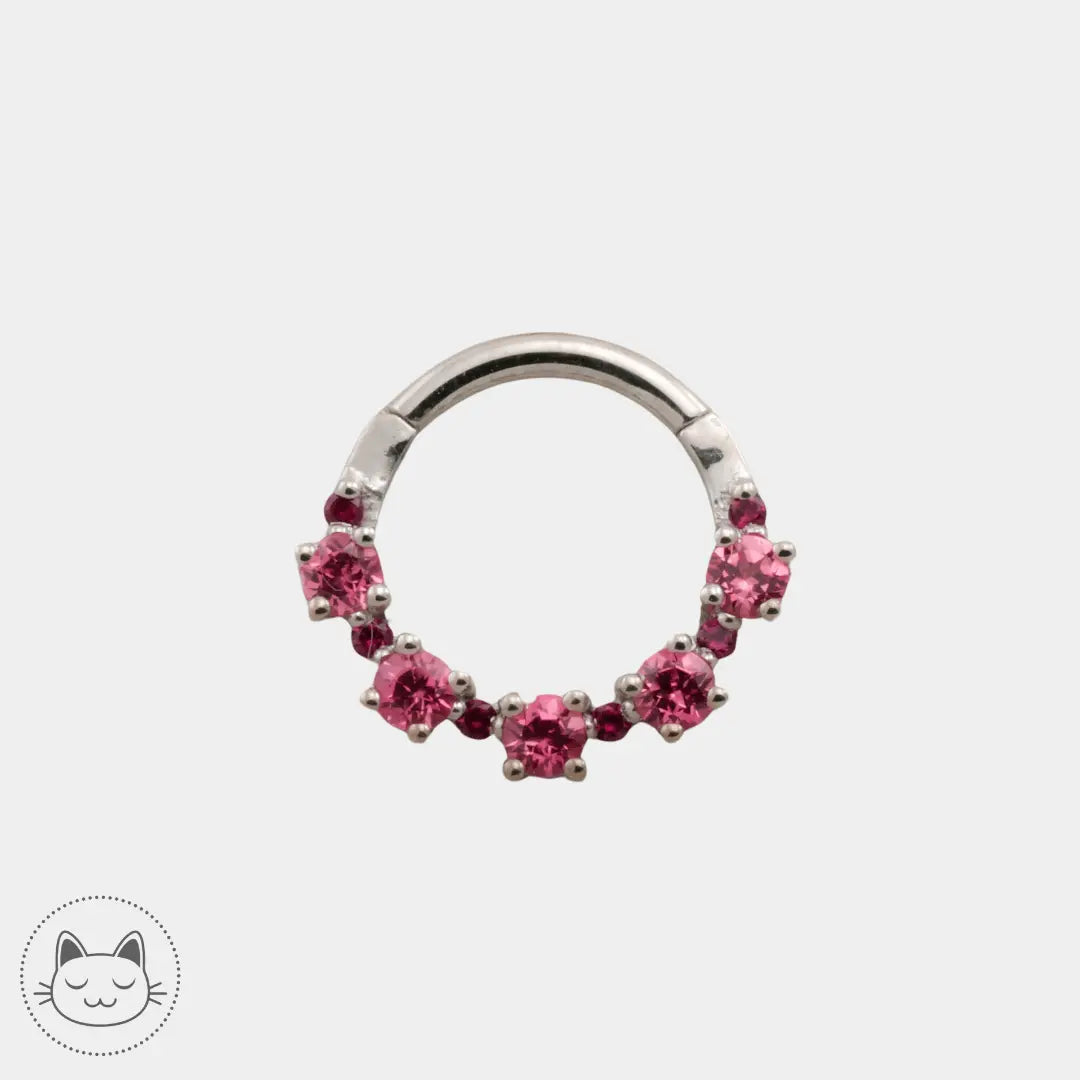 BVLA - Setevos - Or blanc et 5 Rubis roses - Kawaii Place piercing 