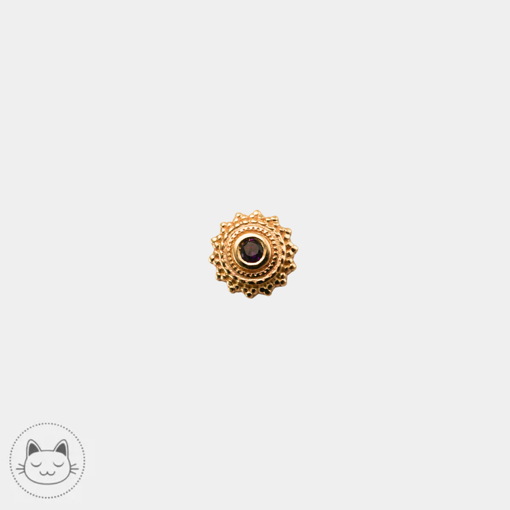 Bijou piercing BVLA Afghan en or 14 carats avec amethyste sombre