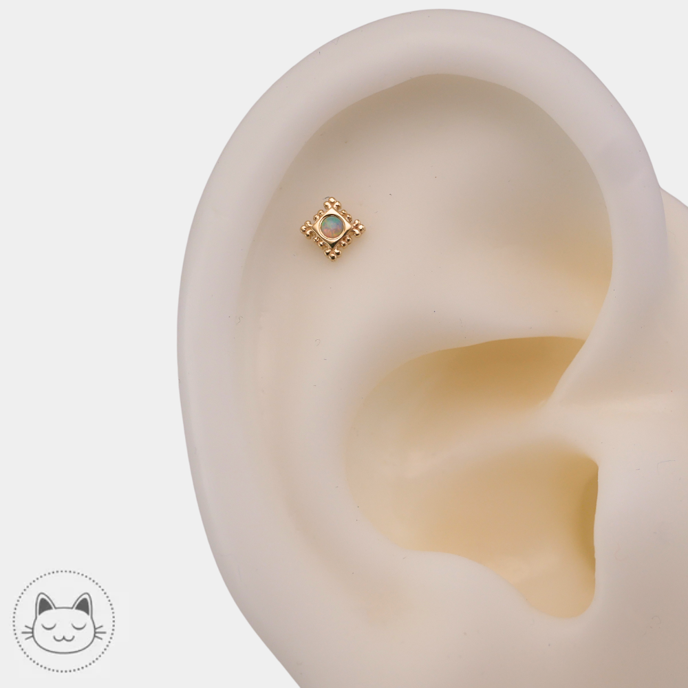 Piercing or 14 carats BVLA Flourish Illusion avec opale
