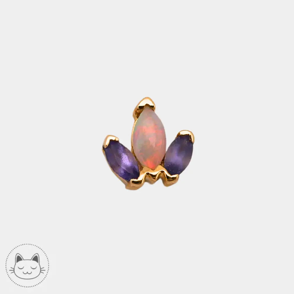 Bijou BVLA Mini Ag en or 14 carats avec tanzanites sablées et opale blanche